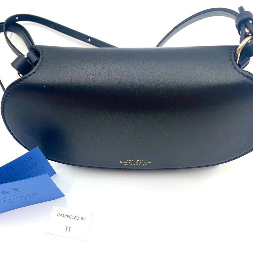 Auth New, Never Used Smythson Black Mini Crossbody Pillow Bag Pristine Condition - Picture 13 of 16